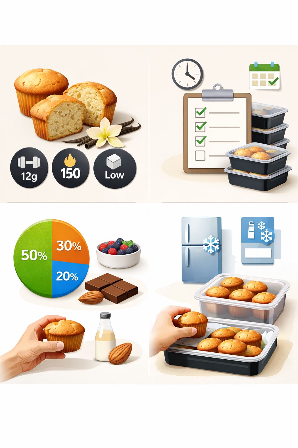 Professional infographic for article "10 Guilt-Free Vanilla Protein Muffins for Meal Prep", section: "Key Takeaways 📌".