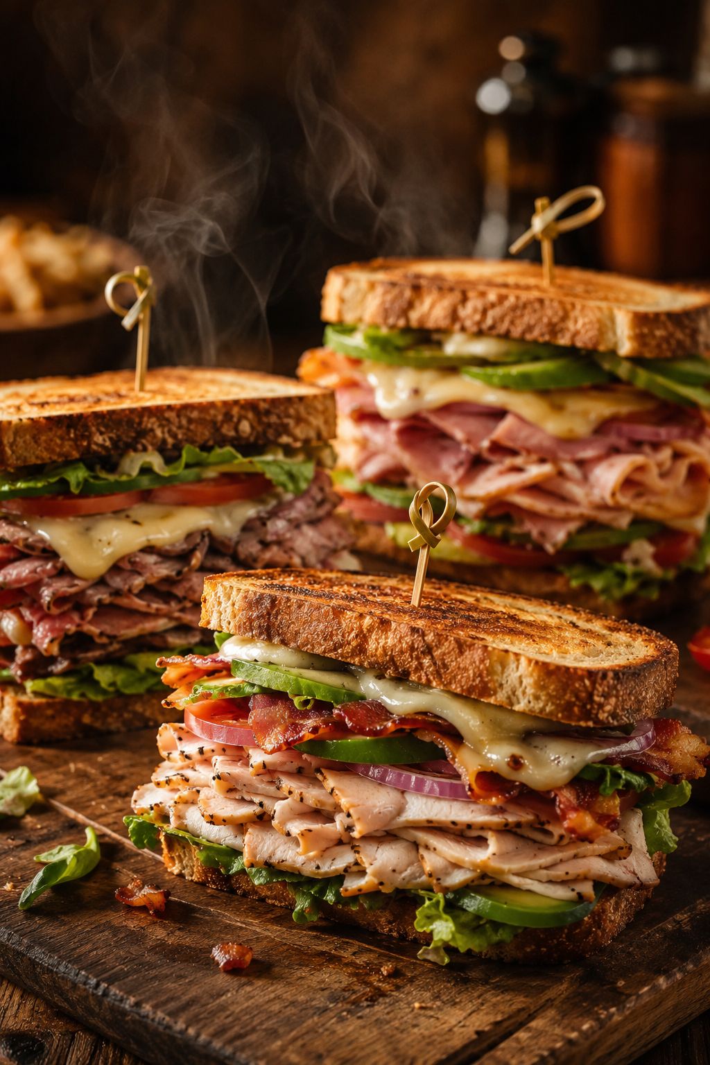 Professional portrait/Pinterest format () hero image showing an artfully arranged spread of towering, protein-packed