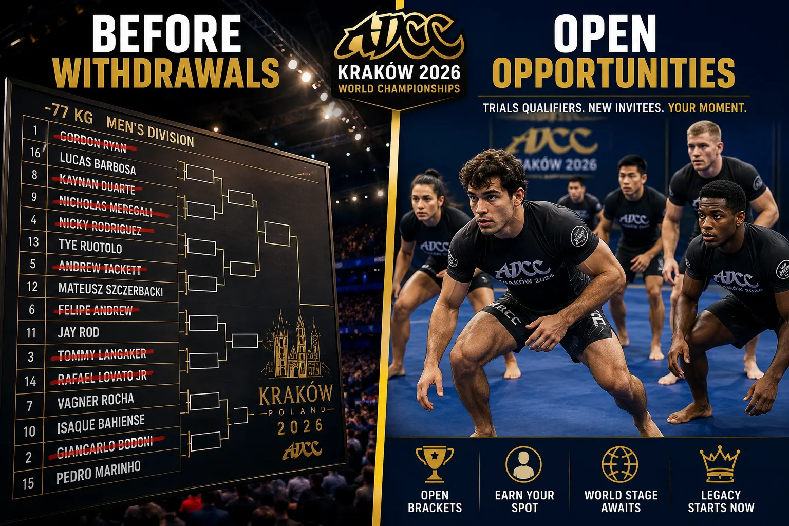 ADCC Worlds 2026: Key Withdrawals Shake Up Brackets, What It Means for Competitors
